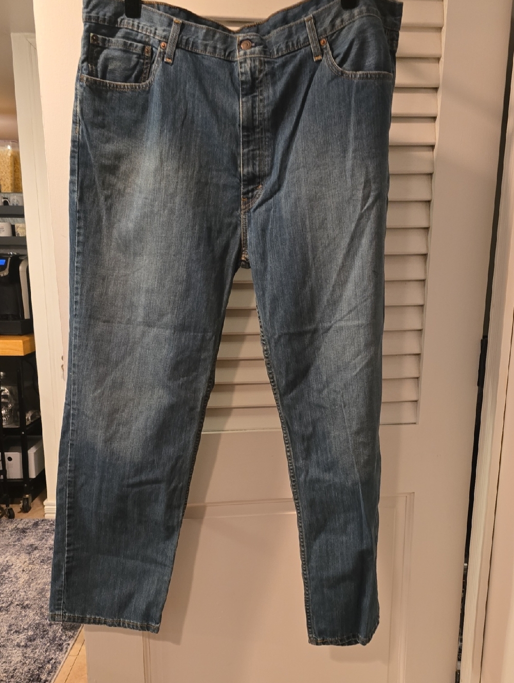 Levi's Men's Straight Jeans in Washed Blue Denim